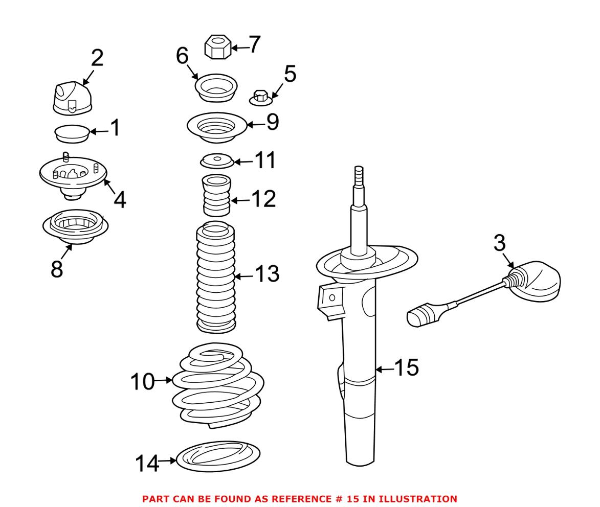 BMW Strut Assembly - Front Driver Side (w/ Sport Suspension and w/o Electronic Suspension) 31316786537